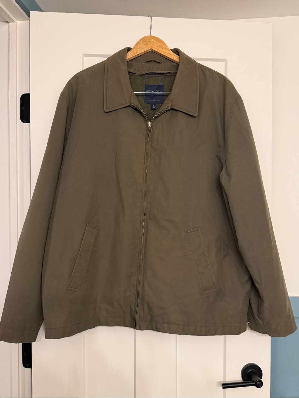 Brooks Brothers Men’s Olive Field Jacket XL Nylon Shell Plaid Wool Zip Lining